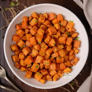 Air fryer sweet potato cubes recipe.