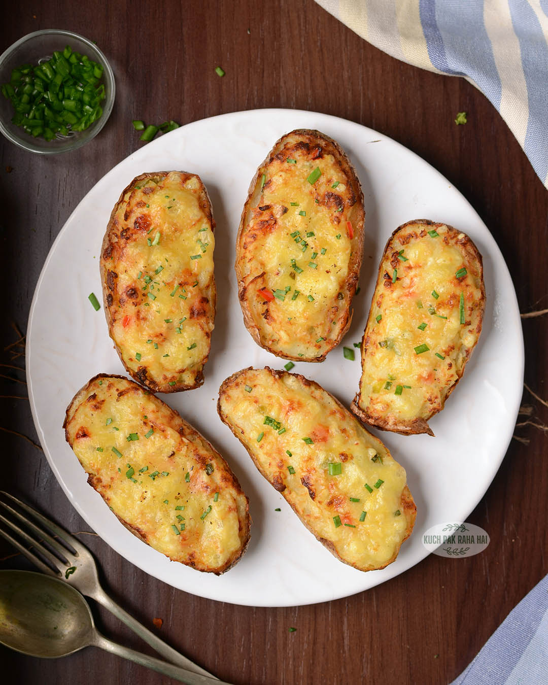 Vegetarian twice baked potatoes made in air fryer.