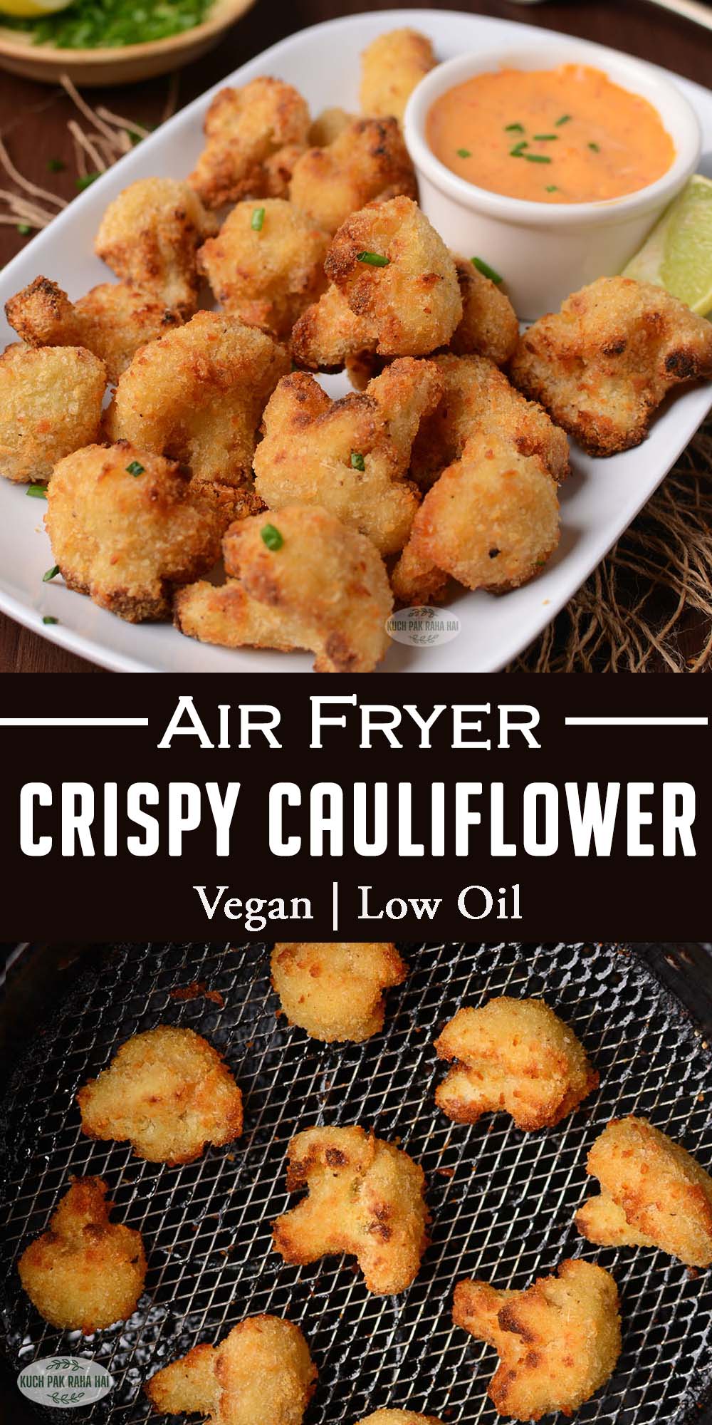 Air fryer breaded cauliflower bites without egg.