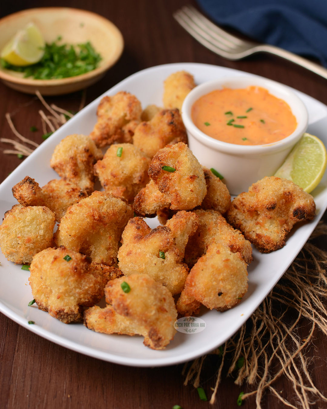 Air fryer breaded cauliflower recipe.