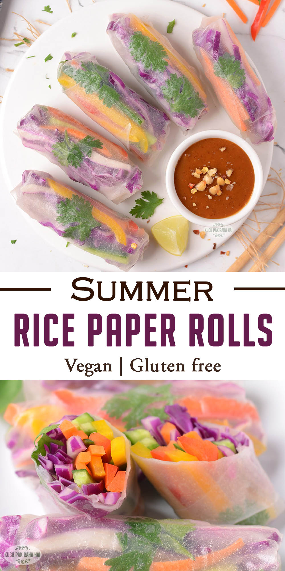 Rice paper rolls with vegetarian filling.