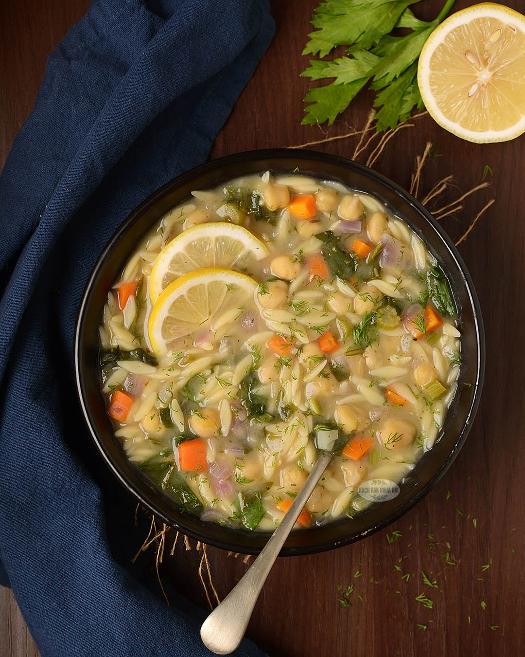 Greek orzo lemon soup vegetarian.