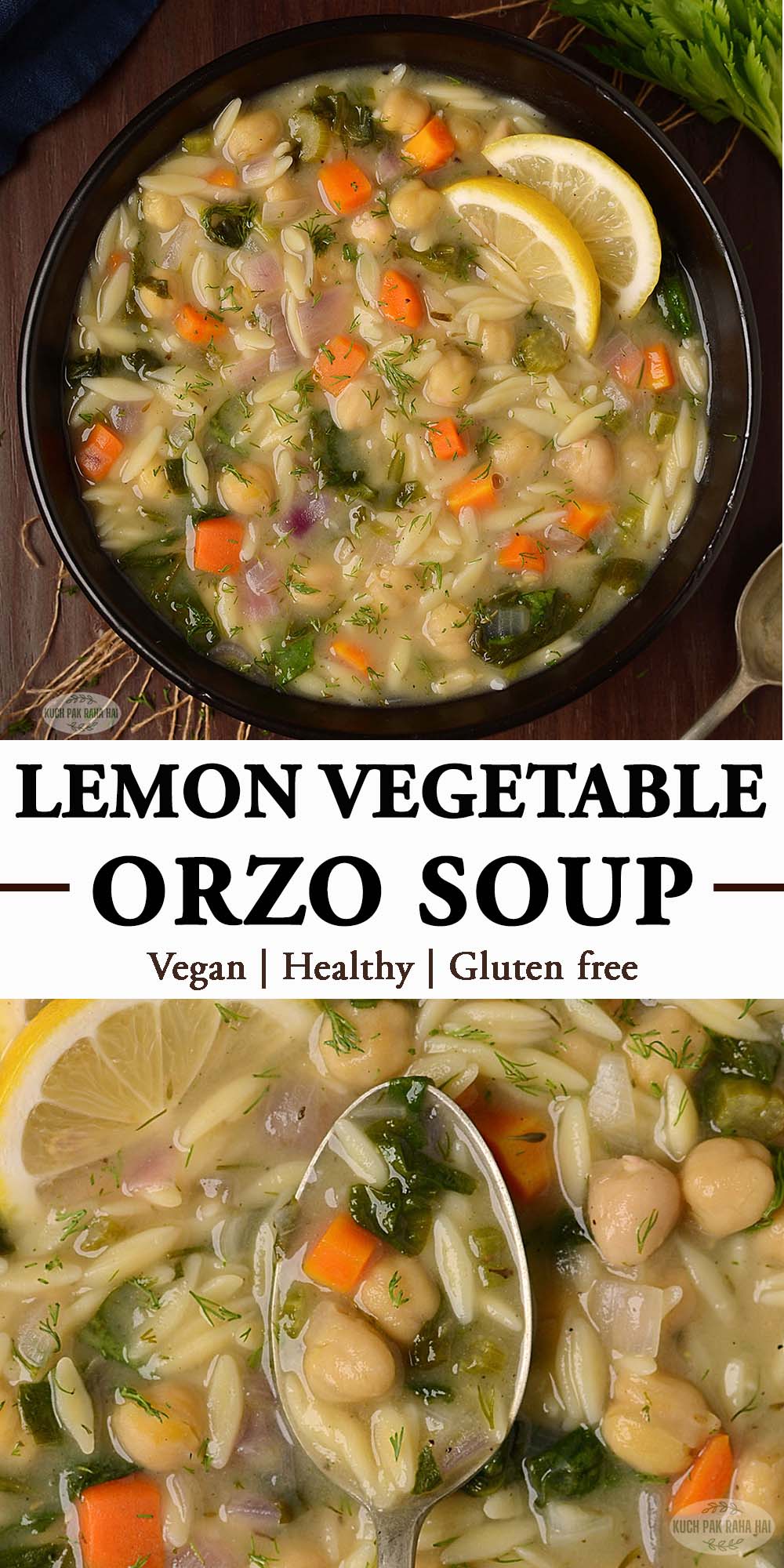Orzo soup vegetarian recipe.