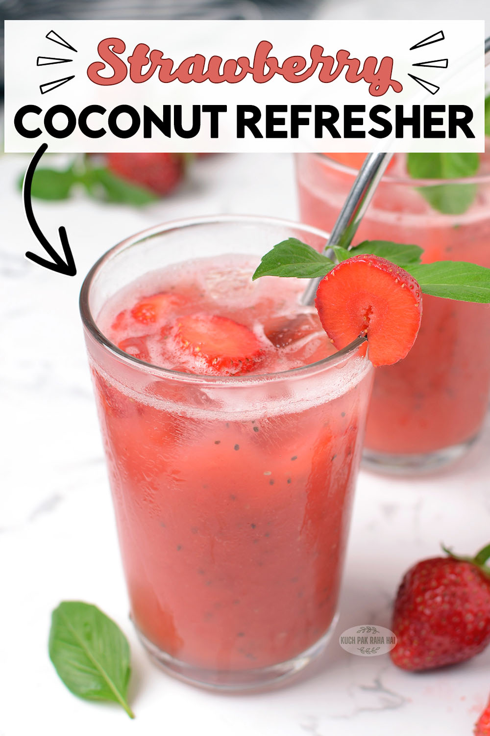 Strawberry coconut healthy drink recipe.