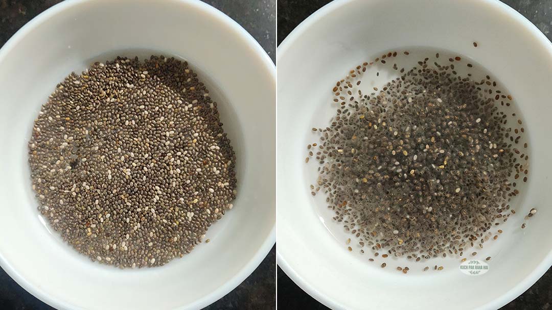 Soaking chia seeds in coconut water.