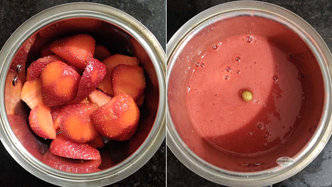 Blended fresh strawberries.