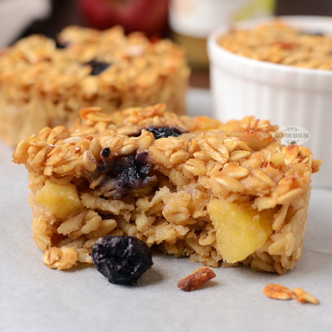 Inside texture of air fryer baked oatmeal.