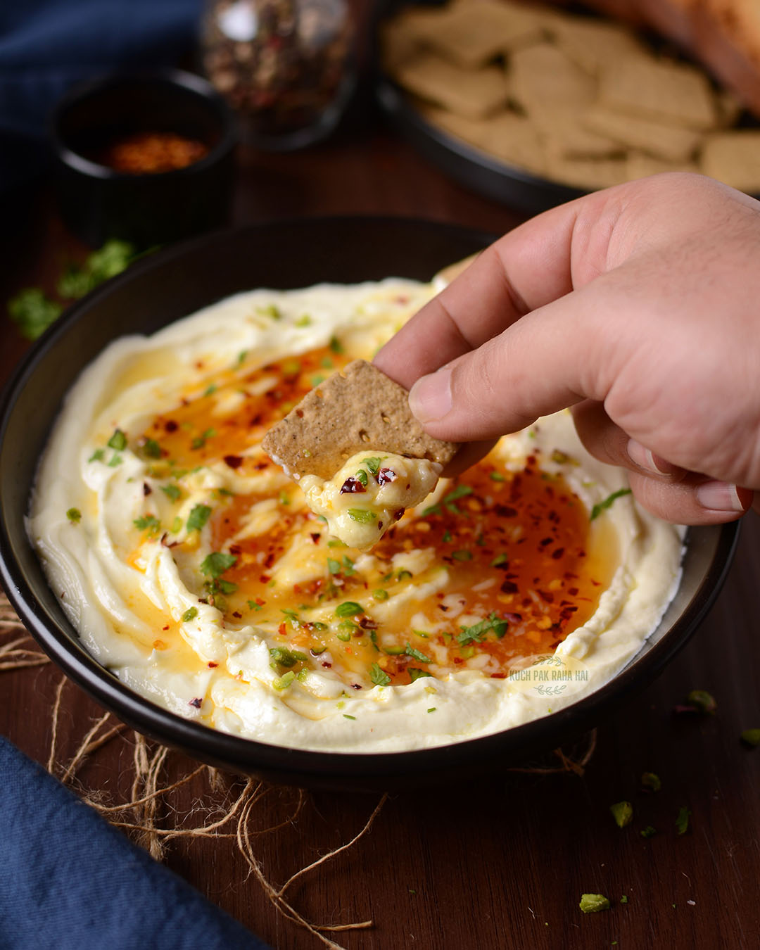 Whipped feta with hot honey.