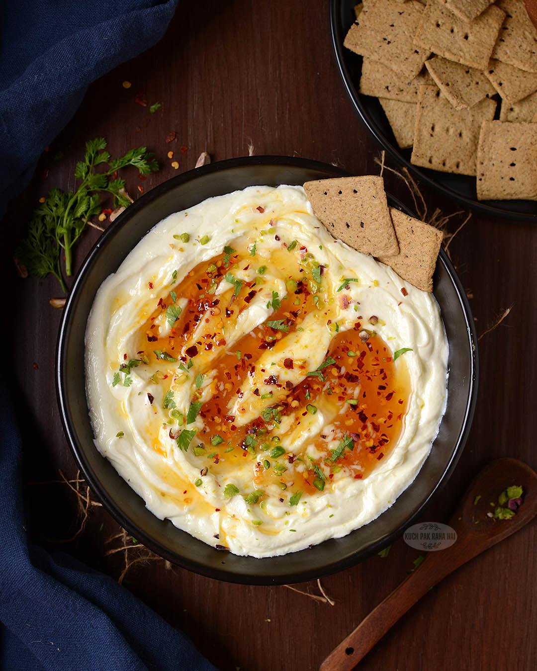 Whipped feta dip with honey.