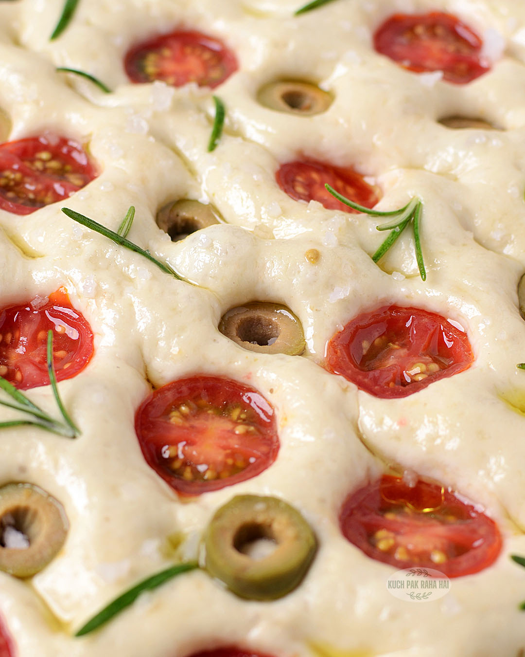 focaccia with cherry tomato and rosemary.