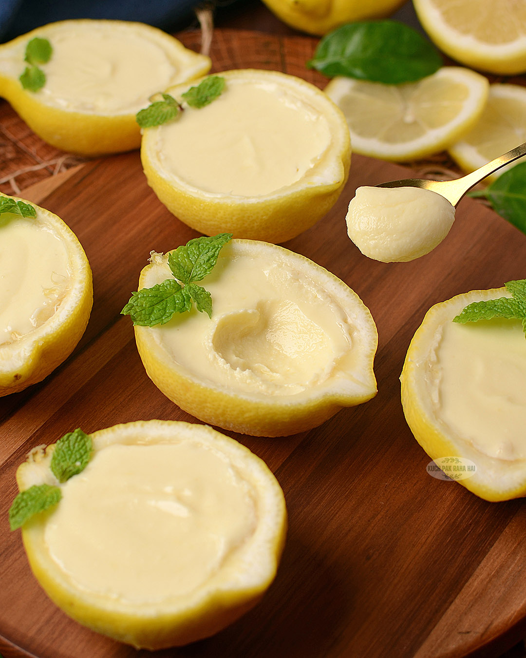 Creamy texture of lemon possets.